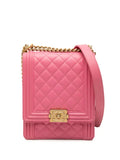 Chanel North South Boy Flap Bag Quilted Caviar Small