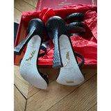 Rene Caovilla Black Python Effect Leather Cleo Sandals size 37