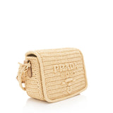 Prada Raffia Logo Flap Shoulder Bag