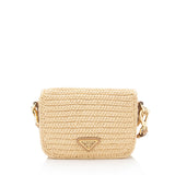 Prada Raffia Logo Flap Shoulder Bag